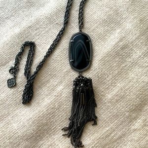 Kendra Scott Black Banded Agate in Gunmetal! Rare!